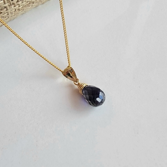 Iolite Necklace Crystal Gemstone Jewelry - Picture 3 of 4
